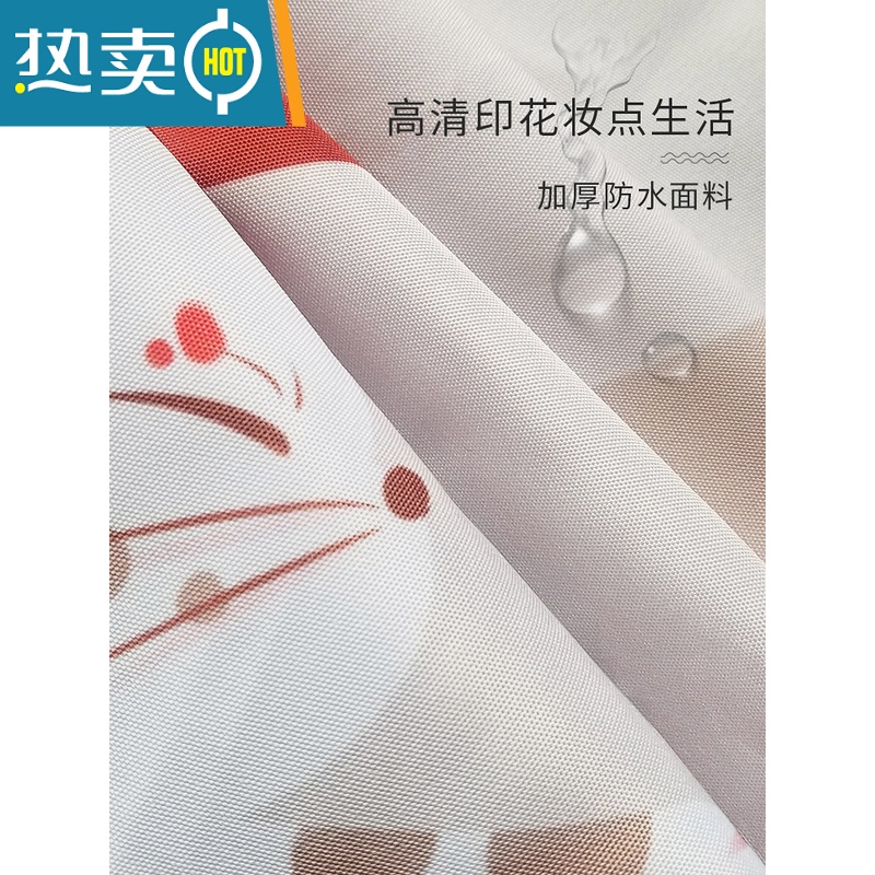 XIANCAI莫兰迪浴帘防水布卡通猫咪卫生间隔断挂帘加厚涤纶套装免打孔高清大图