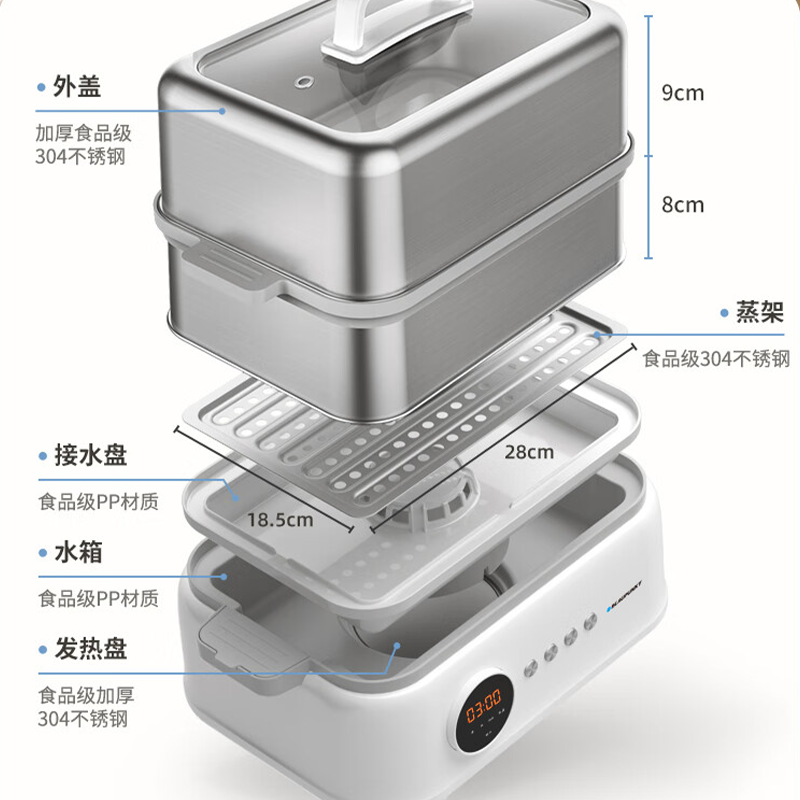 蓝宝03不锈钢电蒸锅(双层)BP-ZG03B高清大图