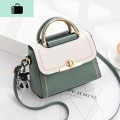 夏天小包包女2020新款潮网红时尚女士百搭小清新单肩包手提斜挎包NEWLAKE 绿色拼白色-送挂件