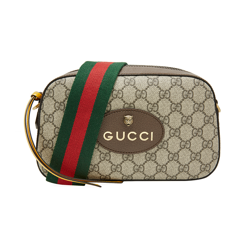 gucci古驰gucci女包女士neovintage系列虎头帆布gg印花单肩斜挎包