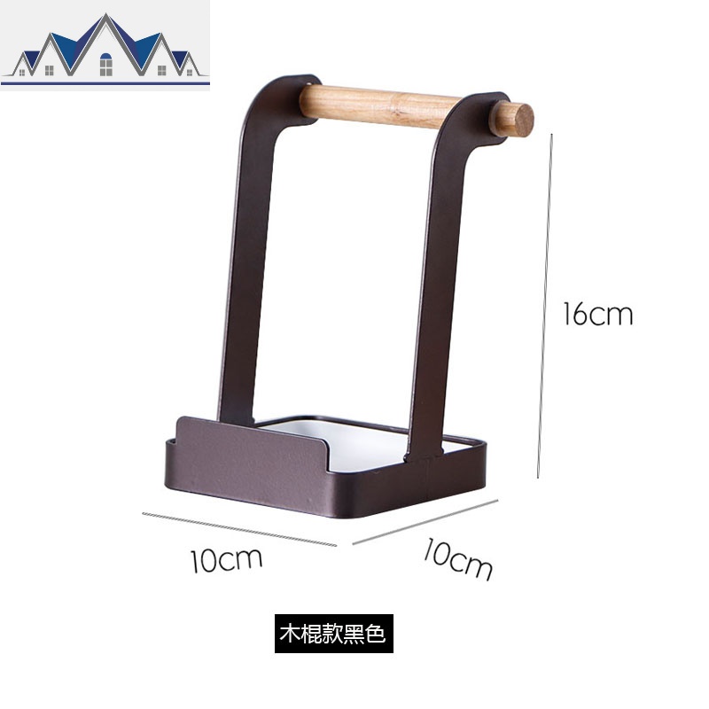 厨房锅铲架托锅架子多功能锅盖架台面菜板架厨具收纳架铁艺置物架_1_860 木棍款黑色