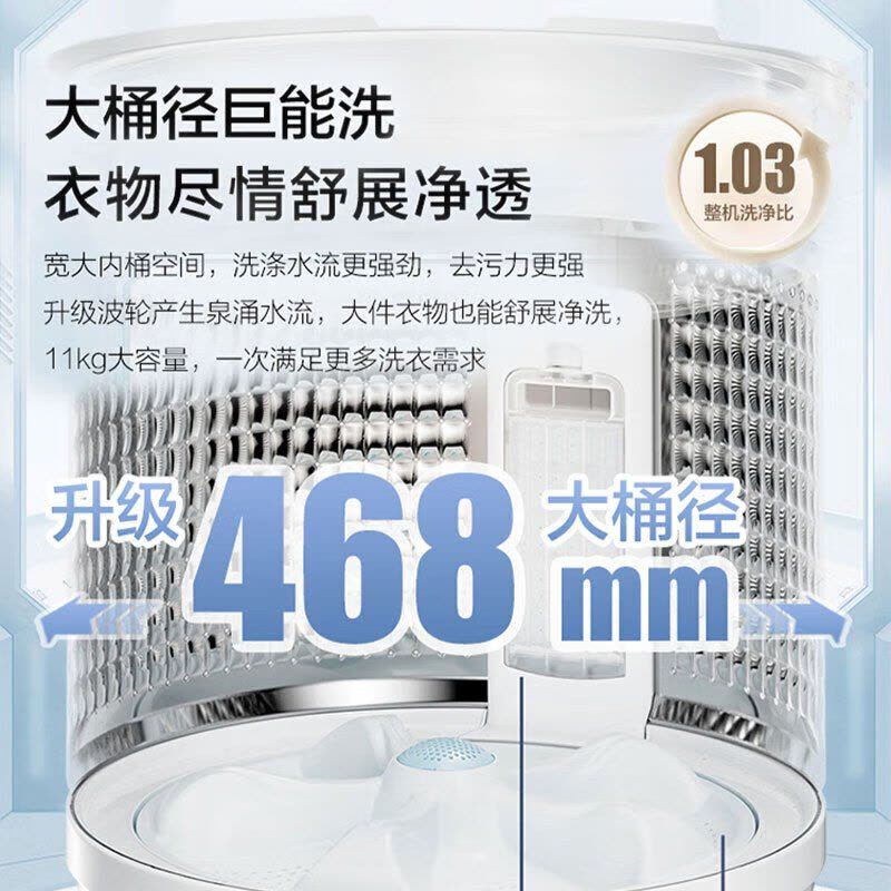 海尔Haier 11公斤变频全自动波轮洗衣机手搓式除菌螨后置触控语音播报星蕴银大桶洁净防缠绕图片