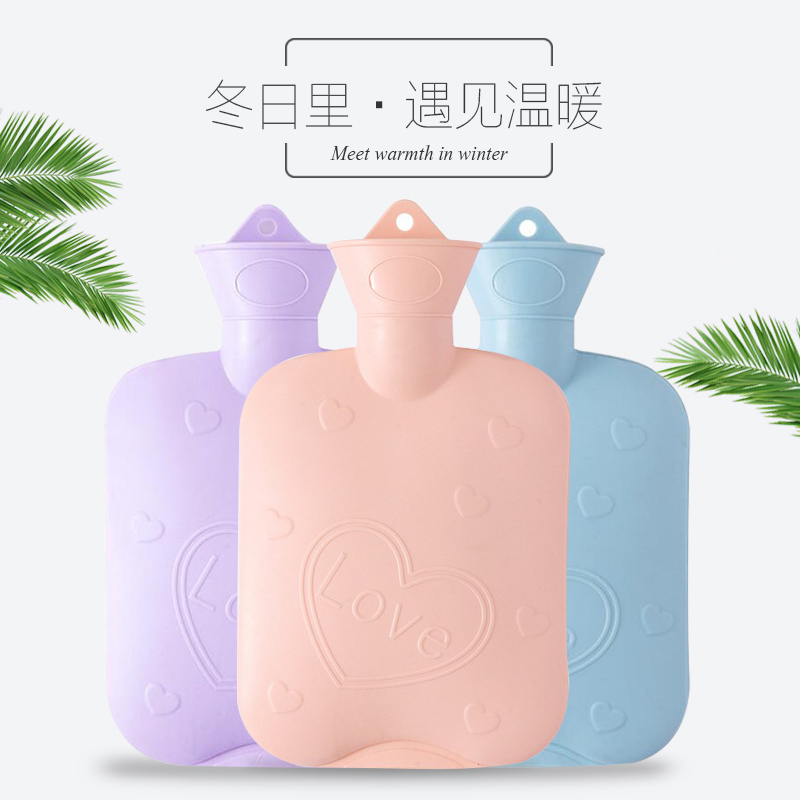 壹志注水热水袋加厚保暖手宝 PVC暖手袋大号家用女性热敷肚子汤婆子灌水冲水充水网红传统被窝奶奶用送长辈温水带粉色高清大图