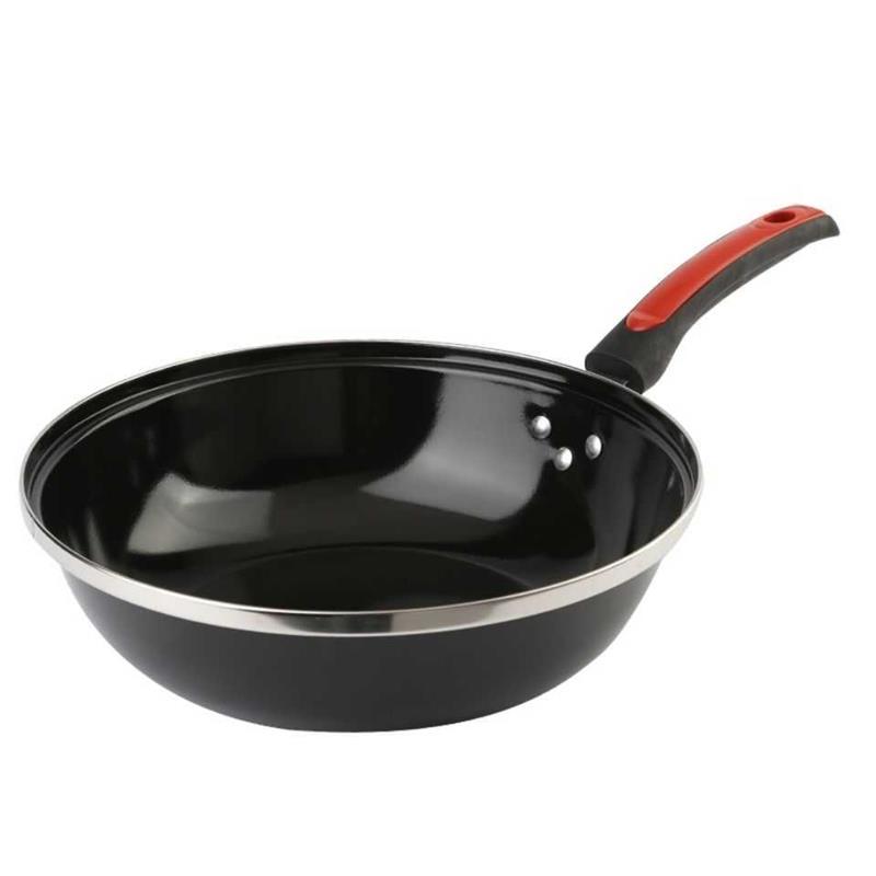 搪瓷炒锅不粘锅不生锈家用炒菜锅锅具燃气灶电磁炉|32乌金锅