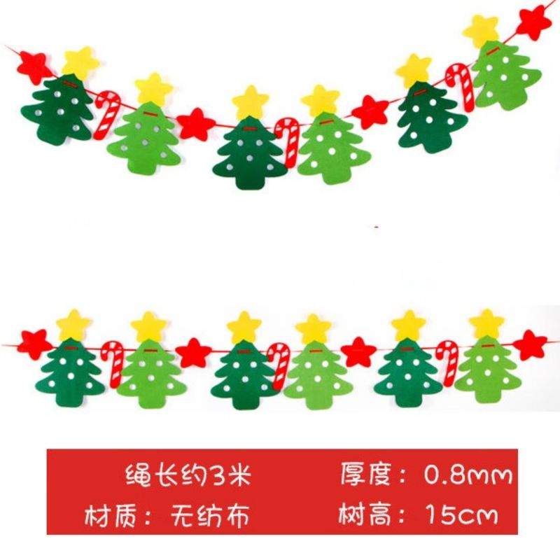 卡妮琪圣诞节装饰品彩旗串旗拉旗创意挂旗三角旗商场店铺办公桌酒店布置 毛毡字母三角旗0.8mm(BY)/组