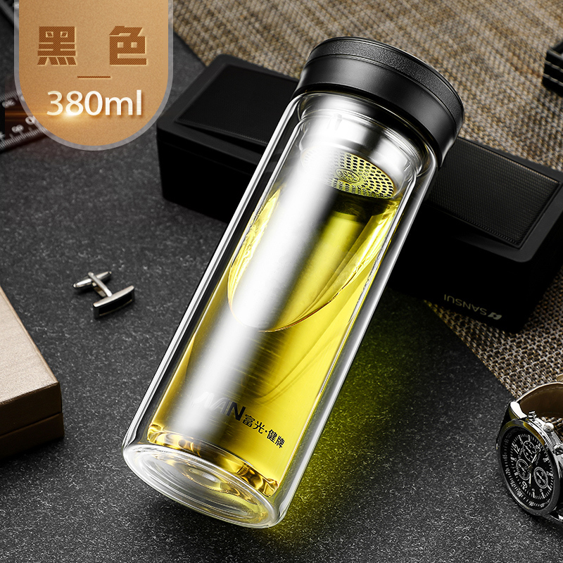 富光(FGA)玻璃杯双层大容量喝水杯子男女车载便携简约泡茶杯