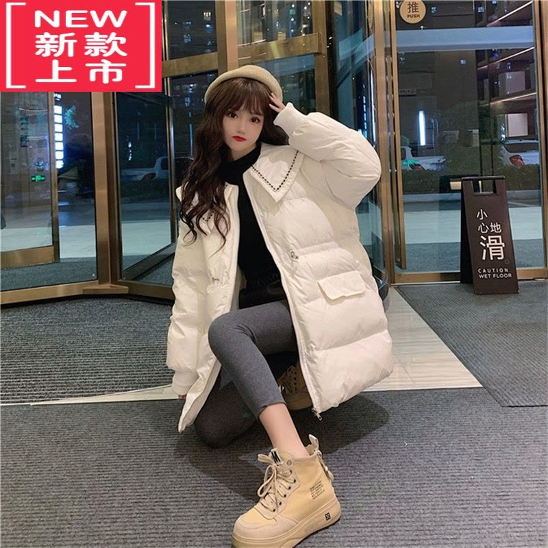 可莉允羽绒棉服冬装女大童12初中学生中长款娃娃领棉衣加厚棉袄外套13岁图片