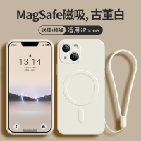 安美宝 苹果14/13手机壳新款磁吸iPhone12液态硅胶13promax镜头保护mags壳 古董白 iPhone12ProMax