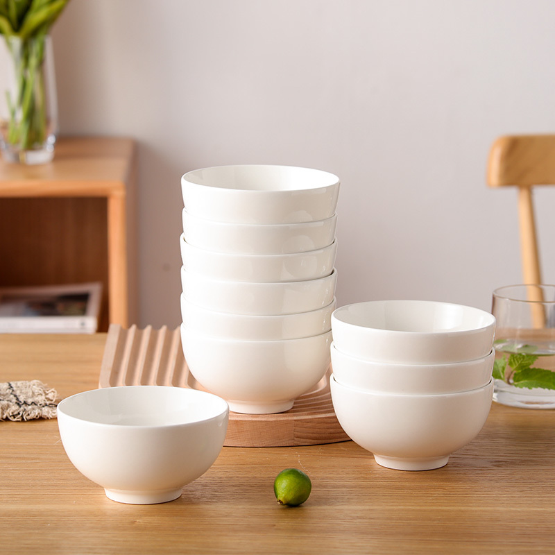 洁雅杰陶瓷碗中式白瓷小碗家用4.5英寸米饭碗喝汤碗面碗套装T459高清大图