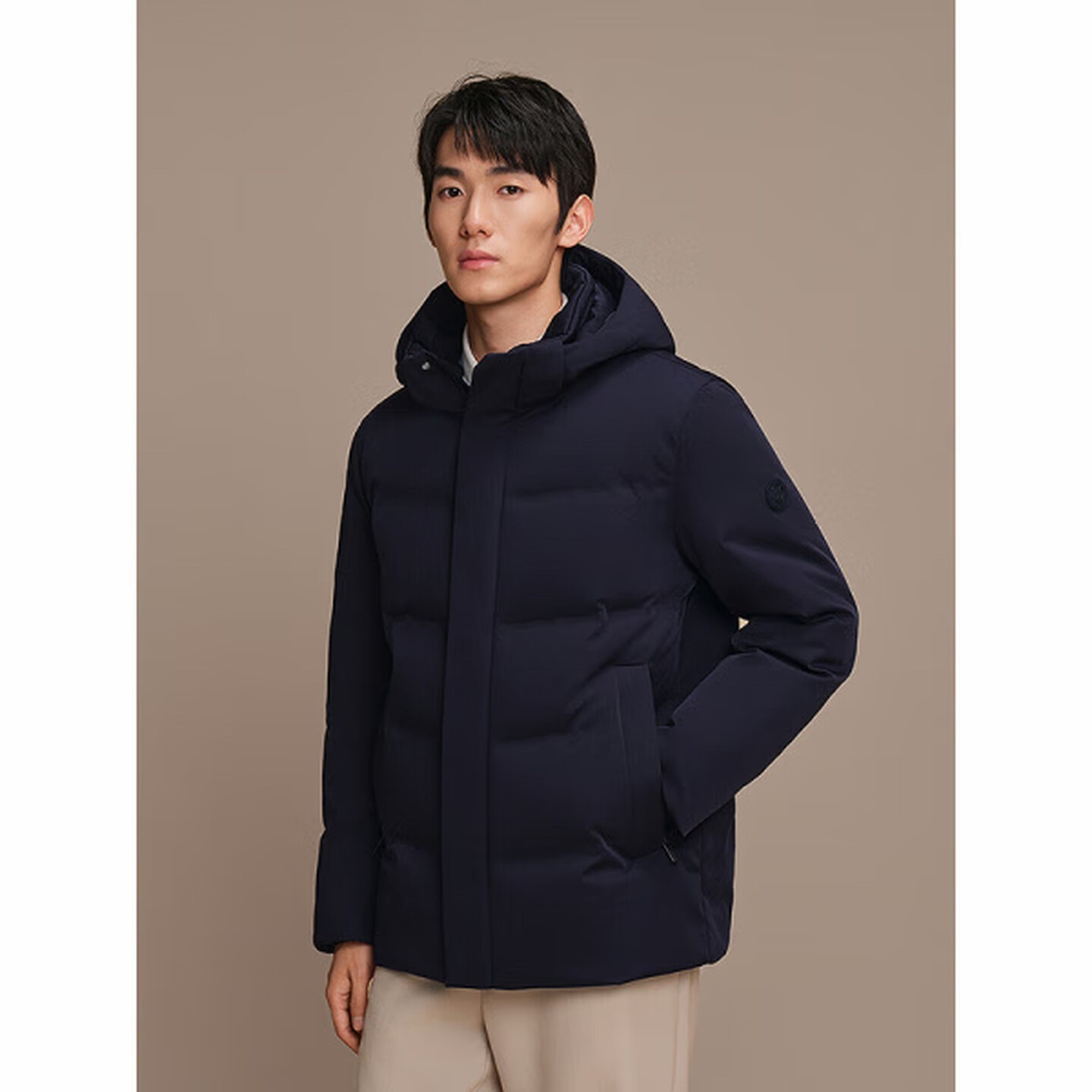 波司登(BOSIDENG)新款男士羽绒服通勤保暖鹅绒可拆帽短款外套B250244113 青云蓝|5954尺码155高清大图