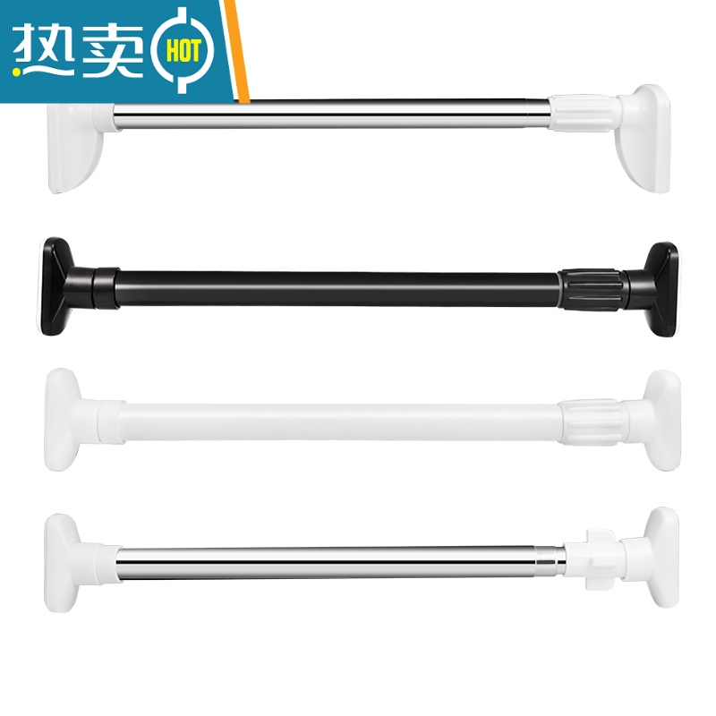 敬平衣橱衣柜挂衣杆宿舍伸缩杆免打孔浴帘杆可调节晾衣杆横杆架子衣杆 [标准22管径]90-160cm高清大图