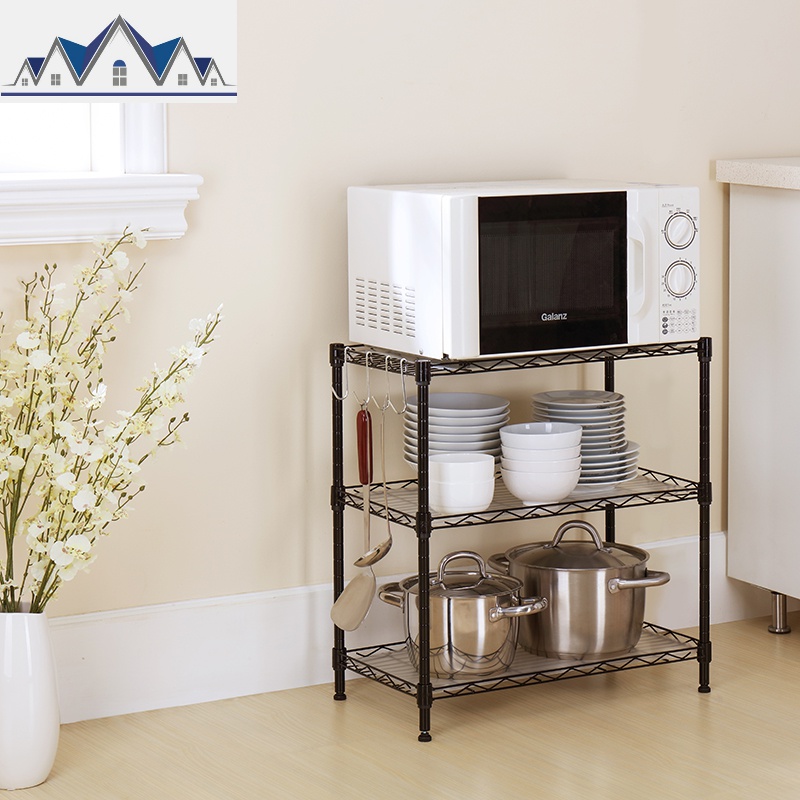 三层厨房置物架调料架烤箱储物架客厅整理收纳微波炉架子_1_287高清大图