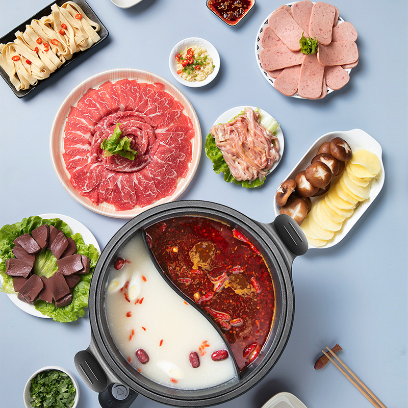 小熊(Bear)鸳鸯锅 电火锅 多用途锅 电煮锅 多功能锅一体式家用电热锅料理涮肉锅火锅锅具 DHG-B60D1 6L