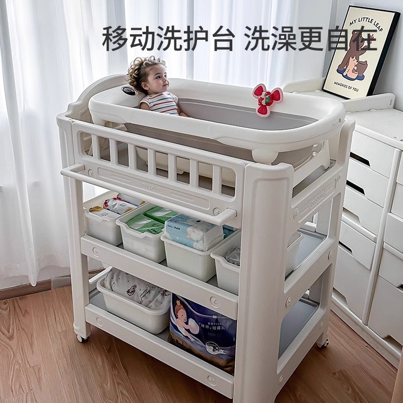 质凡尿布台护理台新生儿宝宝换尿不湿婴儿床多功能按摩抚触洗澡台高清大图