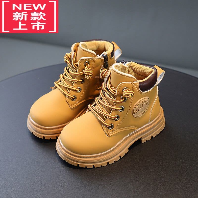 可莉允儿童大黄靴2022春秋季新款女童马丁靴走秀炸街小女孩短靴男童靴子图片