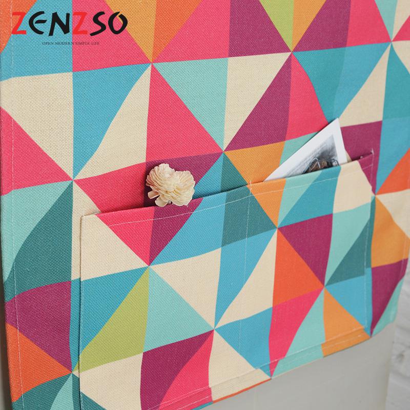 家柏饰(CORATED)简约几何布艺罩布鱼单双对三开冰箱盖布巾 彩色几何 双开/对开门67*175cm高清大图