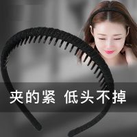发卡女洗脸防滑压发敷面无痕发卡成人女带齿韩版简约百搭宽边发箍 黑色