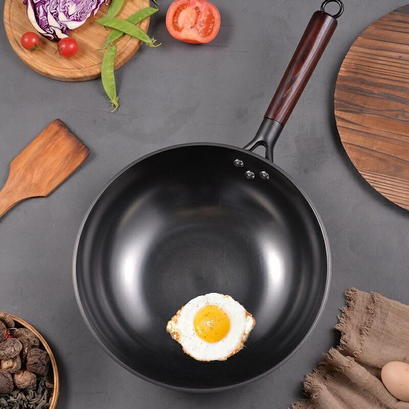 炒锅家用炒菜锅平底锅不粘锅铸铁锅不锈电磁炉燃气灶通用无涂层