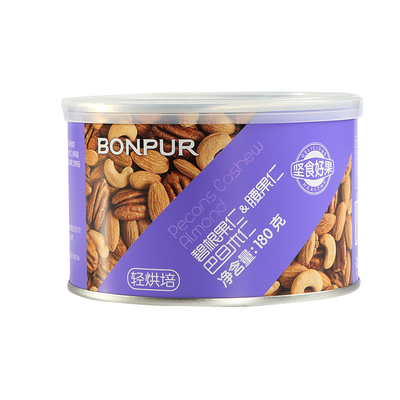 坚食好果巴旦木腰果仁碧根果180g混合坚果休闲零食干果特产铁罐装