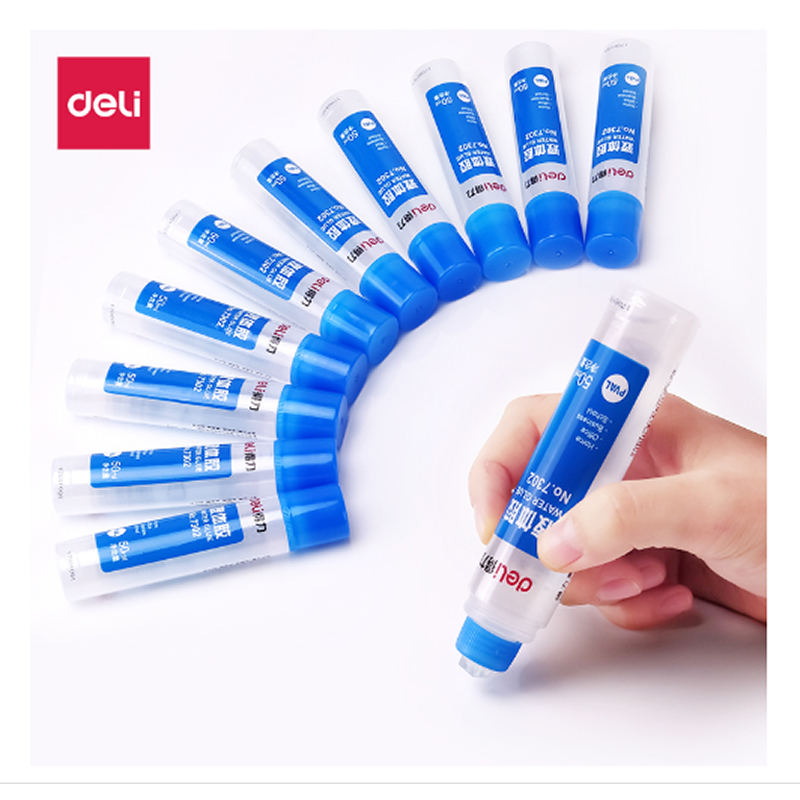 得力deli7302液体胶水50ml中号加粘办公学生胶水6支装