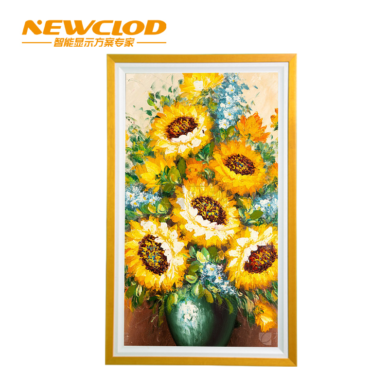 钮鹿客/NEWCLOD NG65 65英寸 壁挂木质广告机 画框屏 液晶数字标牌 海报机 安卓系统一体机 原木色高清大图