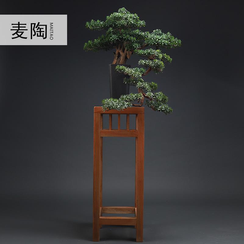 美帮汇复古仿真迎客松盆景家居摆件客厅玄关软装绿植样板间陶瓷摆件高清大图