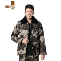 YANXU迷彩棉衣男短款加绒加厚可拆卸帽工装棉袄冷裤防寒保暖工作服 加大码建议体重175斤-210斤 大雁三兜拉链款