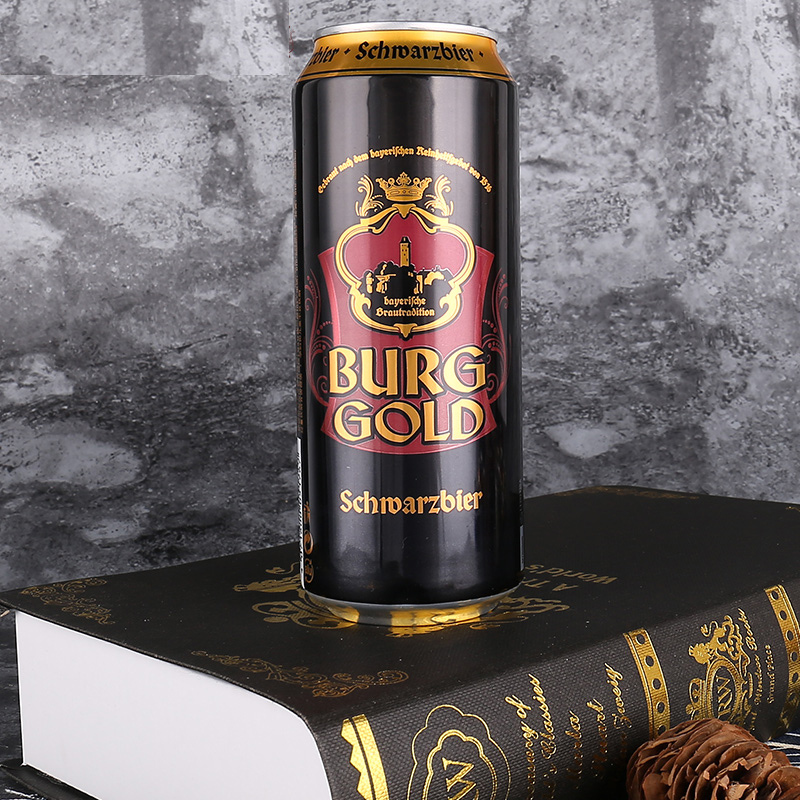德国进口 金城堡(Burggold)黑啤酒 500ml*6听 六连包