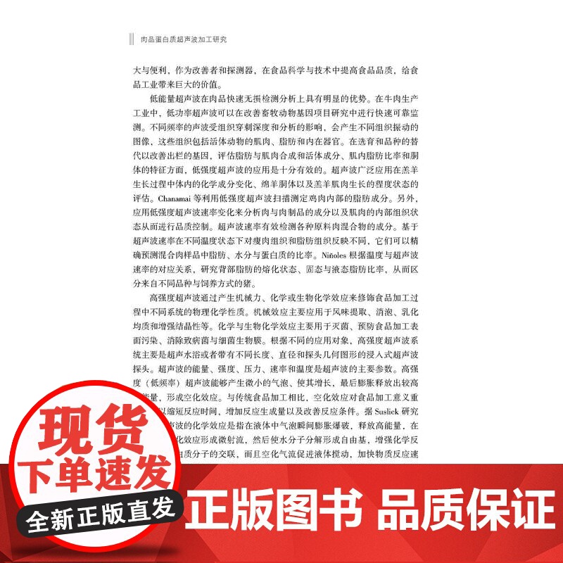 肉品蛋白质超声波加工研究一本研究超声波技术改性类PSE鸡肉蛋白质的专业著作高清大图