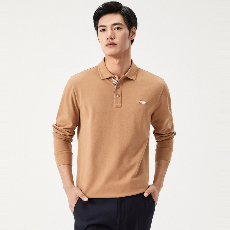恒源祥长袖T恤男纯棉休闲秋季新款中年男士翻领polo衫商务男装