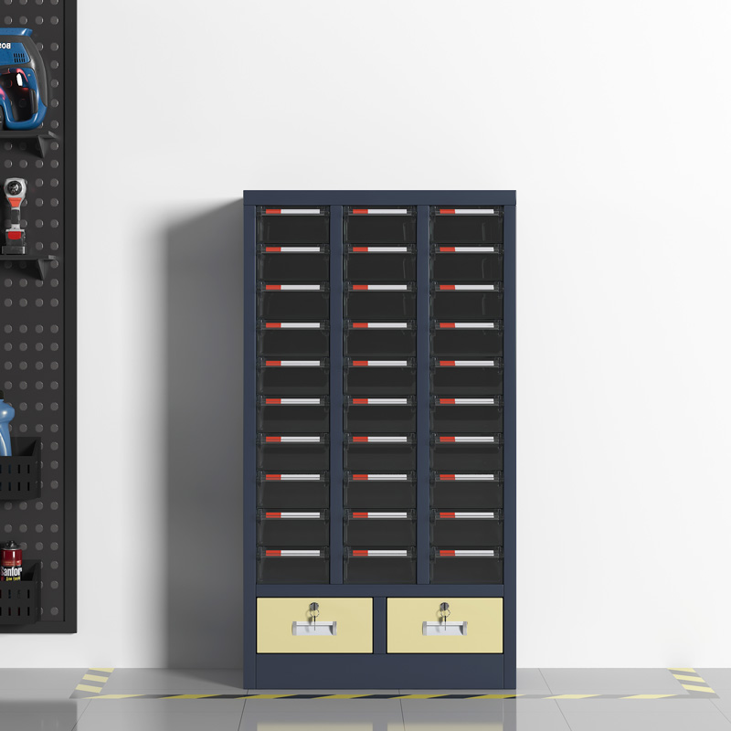 臻远 ZYLJG-W83 零件柜抽屉式工具柜电子元件柜螺丝柜物料柜 30抽透明无门加二斗大号高清大图
