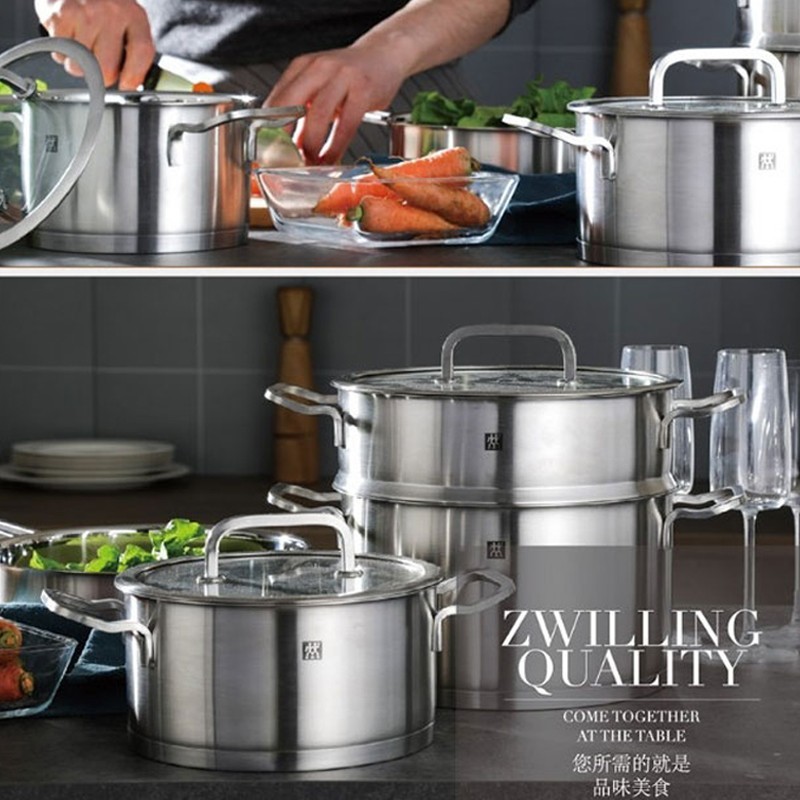 双立人(ZWILLING) ZW-C126 双耳炖锅 不锈钢奶锅汤锅16cm Zwilling Moment双耳炖锅高清大图