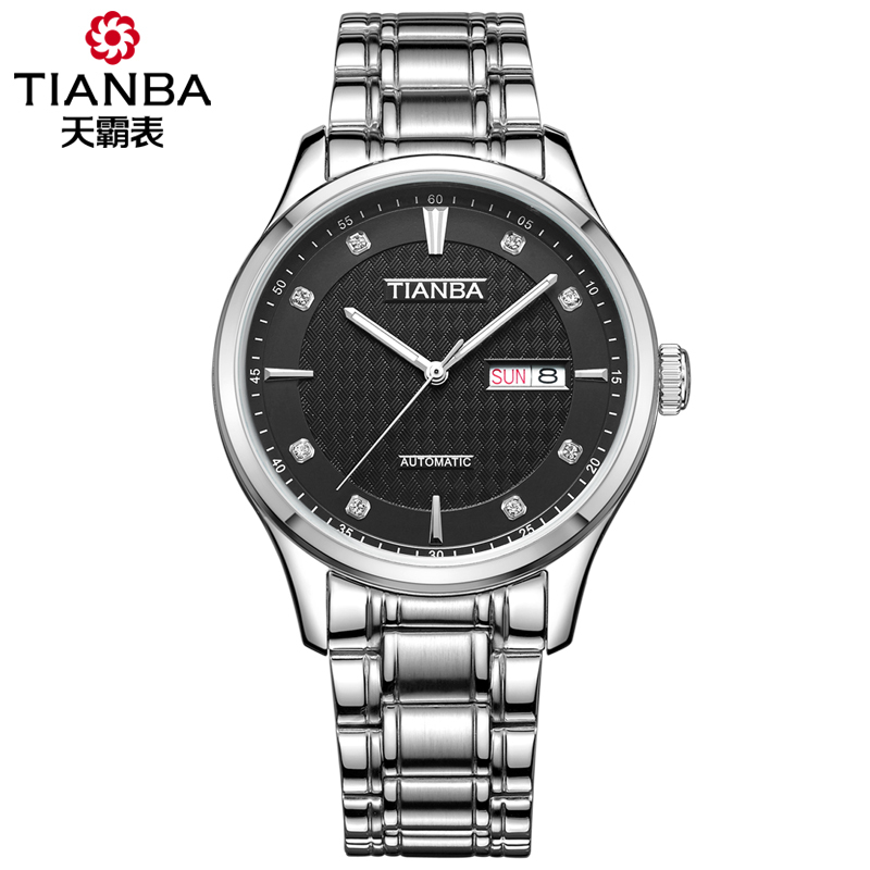 天霸(TIANBA)名仕系列手表全自动手表男机械手表双日历机械商务表 机械表 男TM8006.01SS