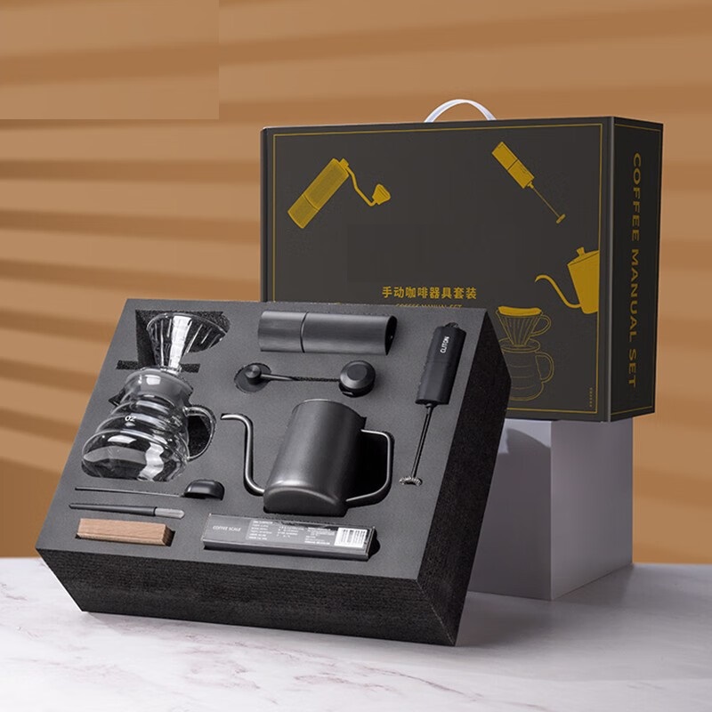 手摇磨豆机咖啡豆研磨机 手磨便携咖啡机咖啡壶咖啡滤杯手冲壶套装