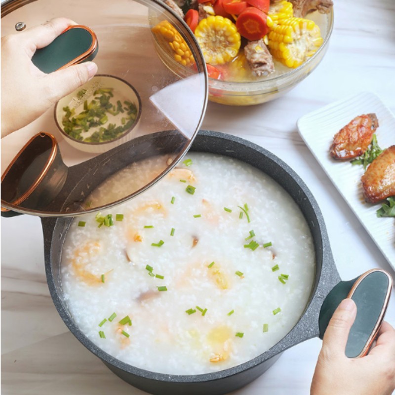 U-KITCHEN大容量汤锅炖锅家用双耳锅电磁炉燃气灶通用墨绿色28cm ML-2805A高清大图