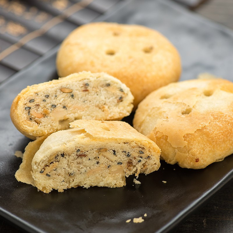 旗山矿 肉粉松月饼400g 椒盐五仁肉松板栗金沙奶黄蓉沙味苏式月饼