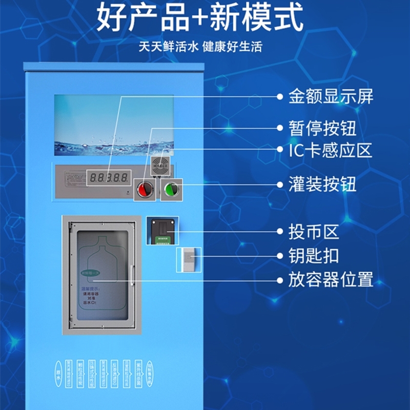 希力自动售水机400G 社区直饮水机小区农村投币自助无人扫码刷卡净水器RO反渗透大型商用净水设备高清大图