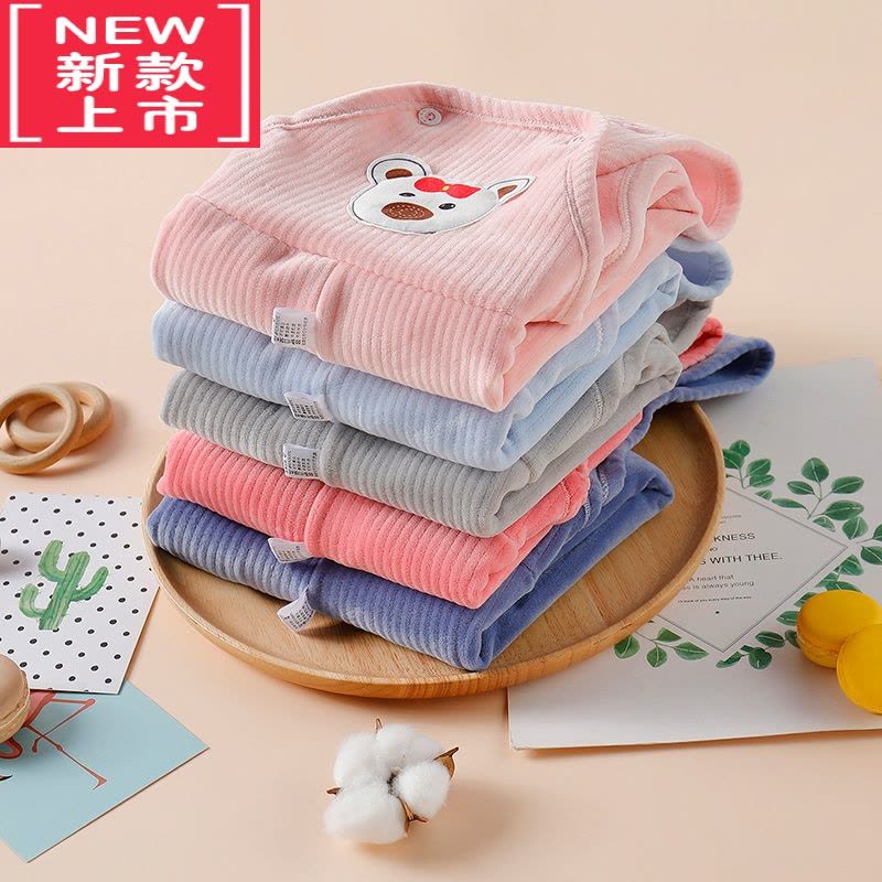 可莉允婴儿背带裤春秋冬季加绒儿童保暖裤开裆男女宝宝冬装连体护肚裤子图片