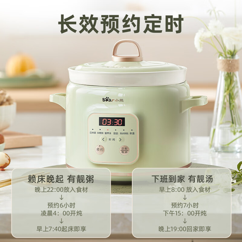小熊(Bear)电炖锅 电炖盅 电砂锅2升 煮粥锅可预约多功能 DDG-E20M1高清大图