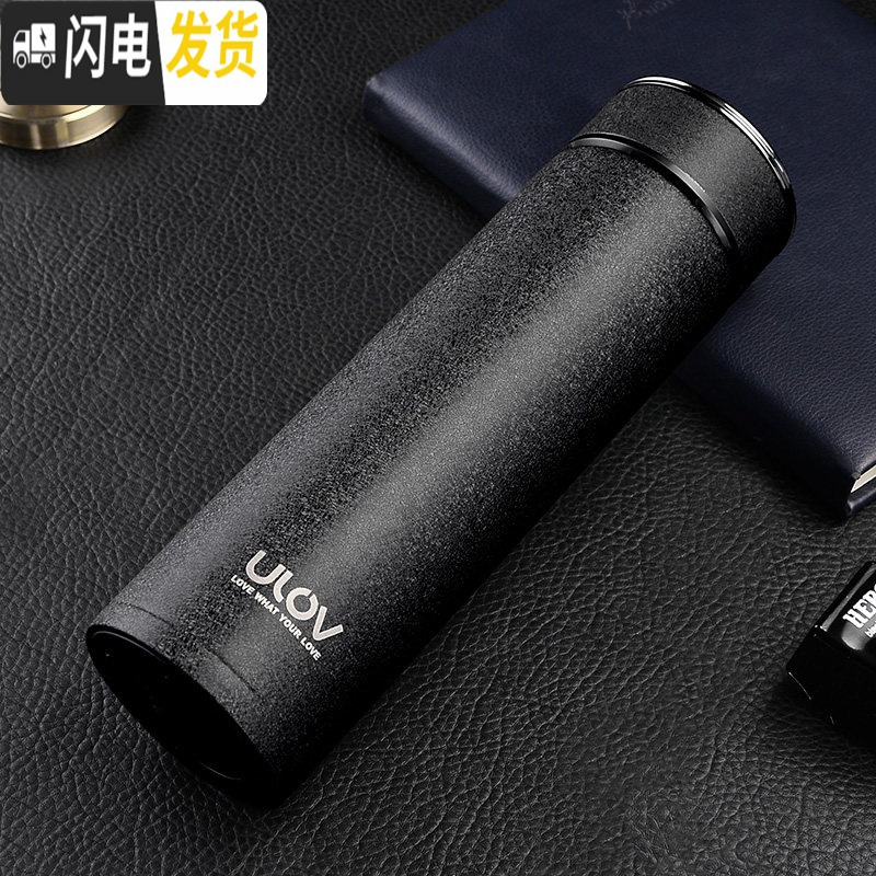 三维工匠保温杯男便携不锈钢水杯女学生车载弹跳盖杯子大容量定制刻字 黑色-500(316直杯)高清大图
