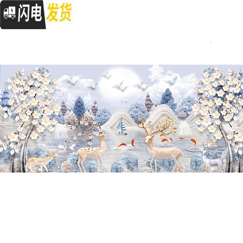 三维工匠2019新款钻石画十字绣发财麋鹿2018钻石绣满钻 【满钻版】220*90厘米【魔方圆钻+炫彩钻+异形钻】送十钻