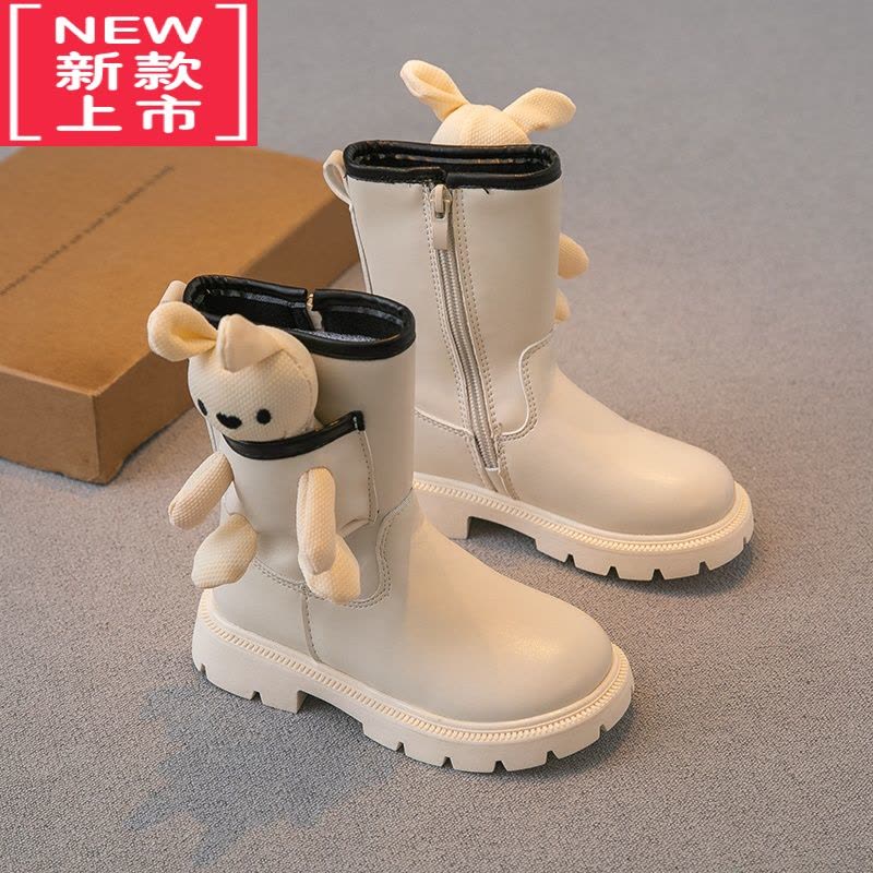 可莉允女童靴子2022冬季新款儿童鞋子加绒二棉高筒靴皮靴长靴洋气公主鞋图片