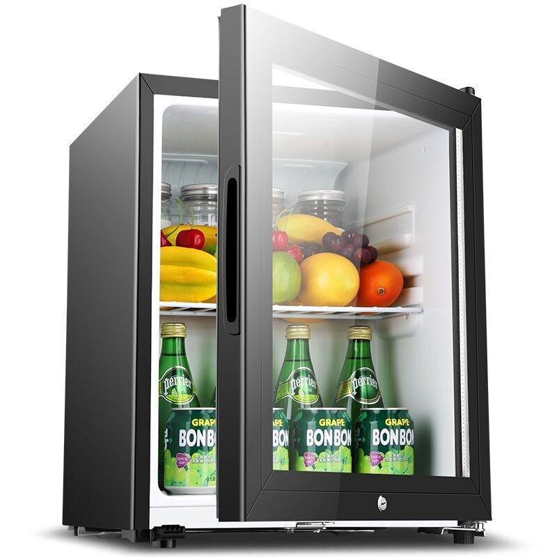 时光旧巷bc50冷藏保鲜小型冰箱透明玻璃带锁冰吧办公室家用酒店90l