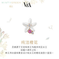 周生生(CHOW SANG SANG)18K红色黄金V＆A橙花粉红蓝宝石耳钉90584E定价