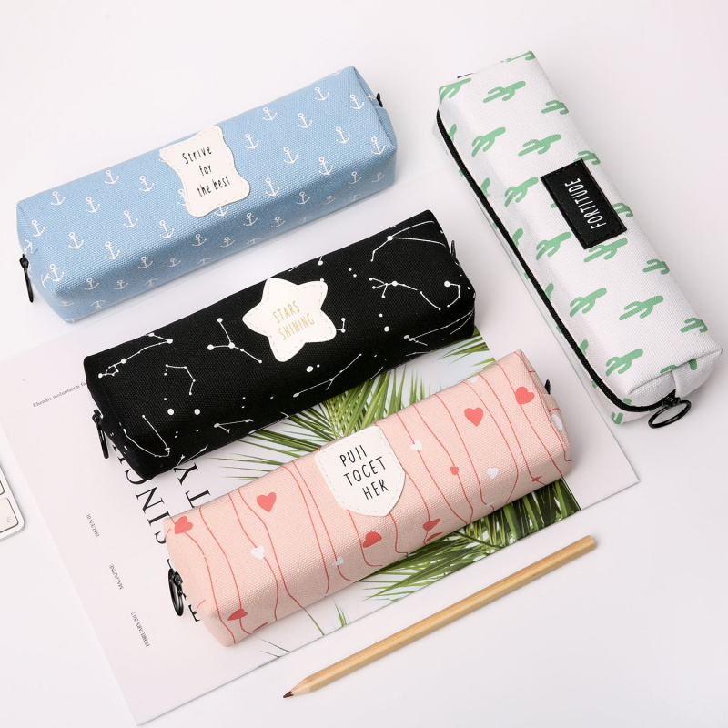 韩版简约帆布铅笔袋创意大容量男生女生文具盒小学生初中学生笔袋