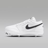 耐克(NIKE)棒球钉鞋男鞋经典低帮AJ1风格金属扣合成革运动碎钉抓 White/White/Black 41