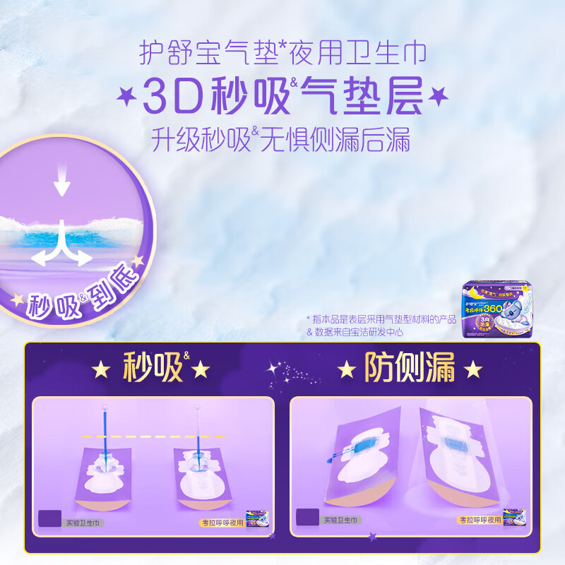 护舒宝(Whisper)超长夜用360mm考拉呼呼卫生巾*10片超薄棉柔姨妈巾高清大图