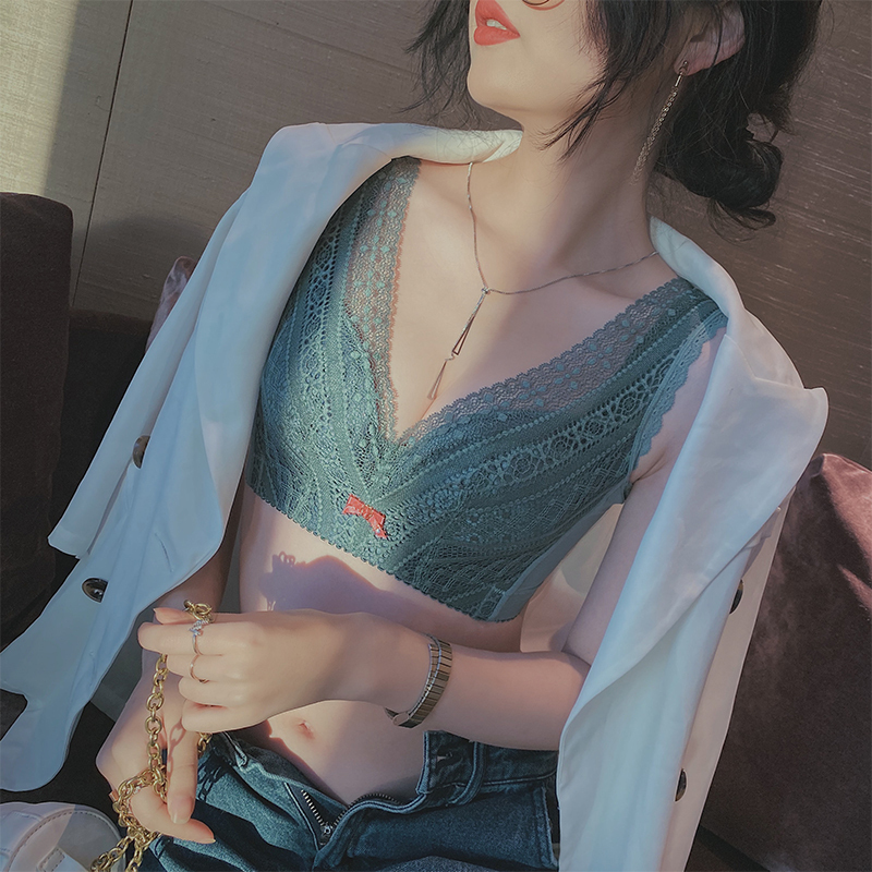 卉岩调整型文胸大胸显小无钢圈收副乳美背胸罩防下垂聚拢内衣女薄胸罩