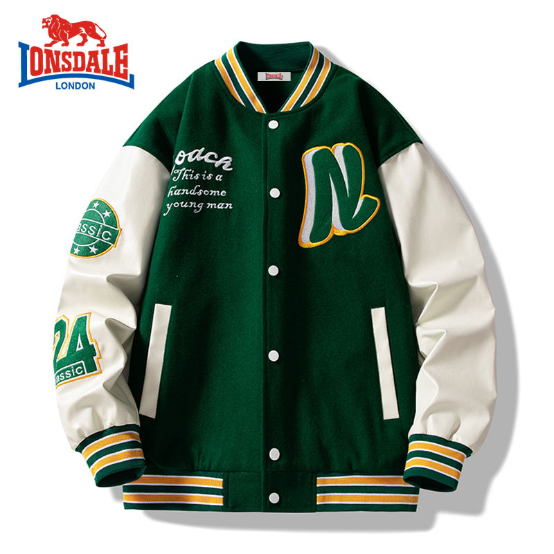 lonsdale棒球服男2022春季新款夹克男字母刺绣宽松潮男休闲外套
