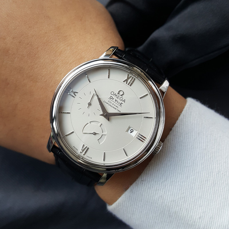 正品二手95新欧米茄omega碟飞自动机械395mm男表日期动力存储显示